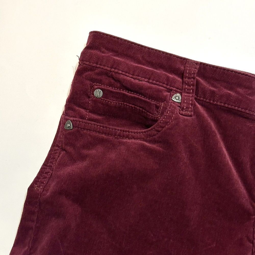KUT FROM THE KLOTH pants women Size 12 Diana Skinny Corduroy Jeans burgundy red - Picture 14 of 16